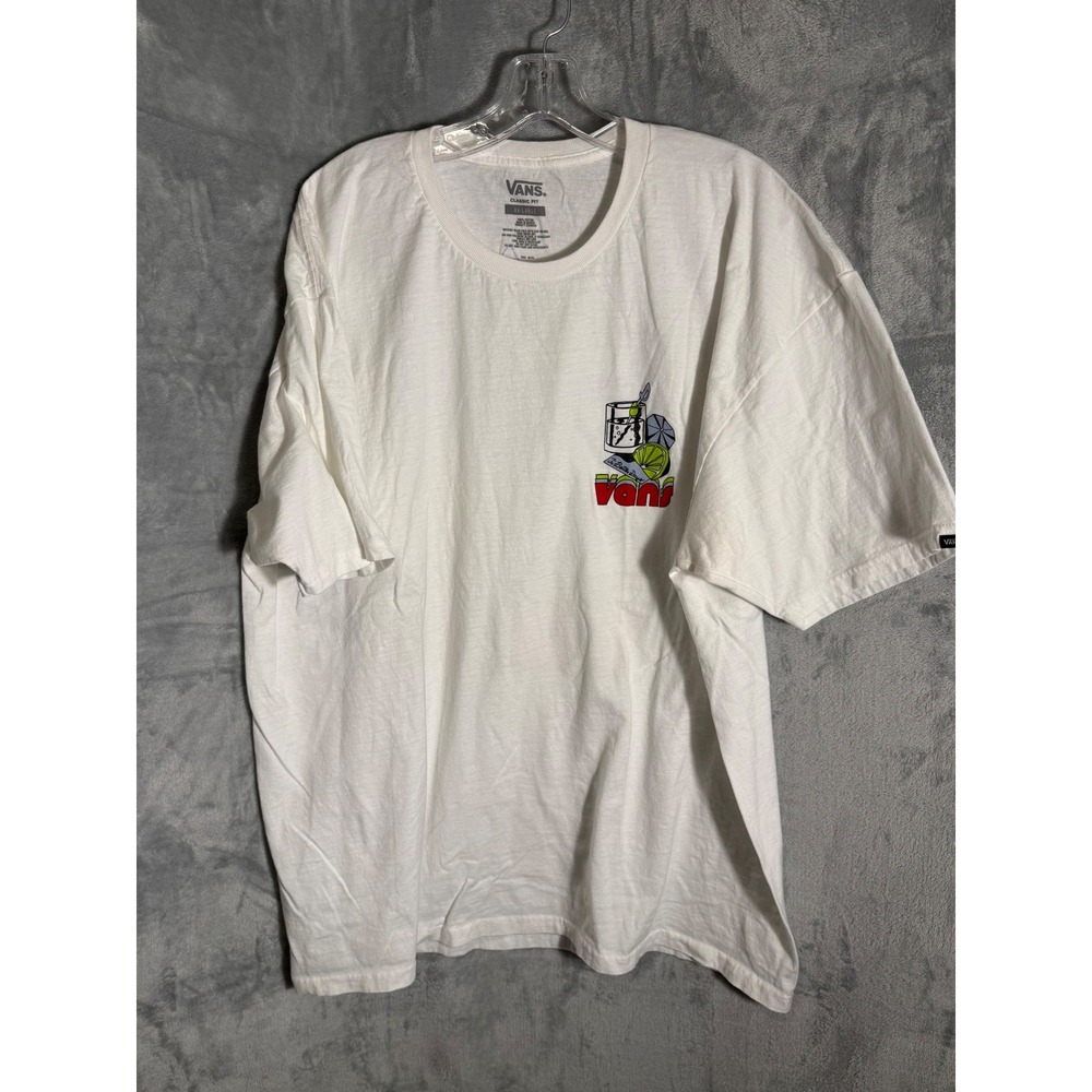 Vans Mens XXL White To Better Days Martini Graphic T-Shirt Classic Fit Cotton